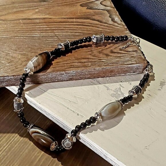 Handcrafted Large Botswana Agate Beads Necklace - Picture 1 of 4